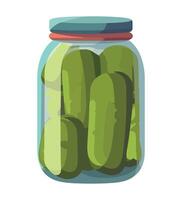 A jar full of pickles on a white background vector