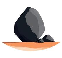 A cartoon illustration of a large rock on the desert vector