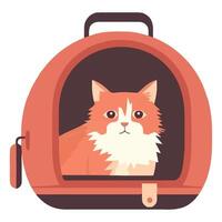 A cat is sitting inside a red suitcase vector