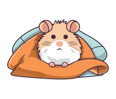 A hamster is sitting on a blanket vector