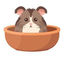 A hamster in a pot on a white background vector