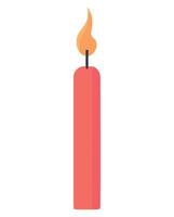 A red candle with a flame on top vector