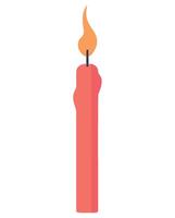 A red candle with a flame on it vector