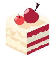 A piece of cake with cherries on top vector