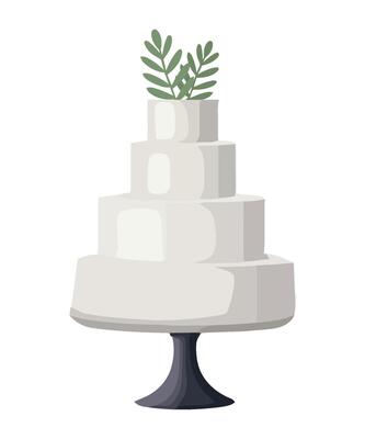 A white cake with green leaves on top