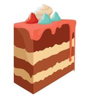 A piece of cake with a colorful icing vector