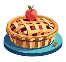 Apple pie with a red apple on top vector