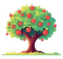 An apple tree with red apples on it vector