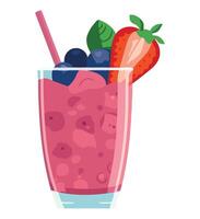 A strawberry smoothie with berries and strawberries vector
