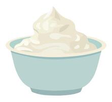 A bowl of whipped cream on a white background vector