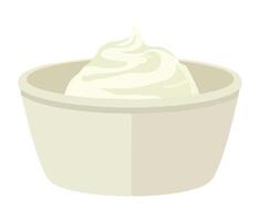 A bowl of whipped cream on a white background vector