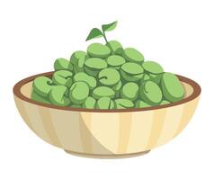 Green beans in a bowl illustration vector