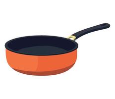 An orange frying pan with a handle on a white background vector