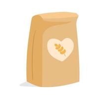 Homemade cooking wheat flour in paper bug Kitchen bakery stuff process of baking Baking bakery vector