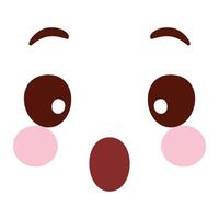 Hand drawn kawaii face isolated on the white background vector
