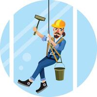 Window Washer High Building Illustration vector