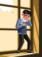 The Sick man is Coughing Graphics Illustration vector