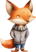 fox cartoon character watercolor png