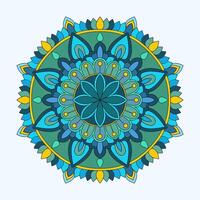 Contour colour mandala with doodle and striped pattern vector