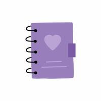 Purple cute notebook. school notebook for notes. postcard decoration element vector