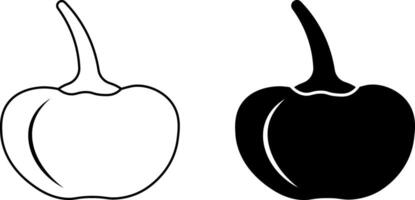 outline silhouette Pimiento icon set vector