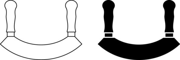 Mezzaluna with a single blade icon set vector