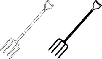 garden fork or digging fork icon set vector