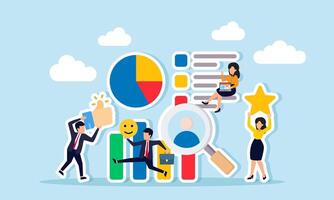 Appreciation, response, evaluation, and dedication for excellent performance in solid teamwork concept of A businessman and businesswoman working together, providing mutual support vector