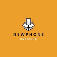 Phone in open box logo design modern concept, phone unboxing icon template vector