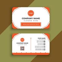 white business card with orange triangle shapes design vector