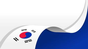 waving south korea flag ribbon with copy space for text. vector