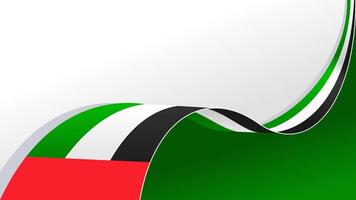 wavy Uni Emirat Arab flag ribbin background with copy space. UEA national day vector