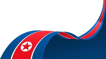 wavy north korea flag ribbon with copy space for text. north korea national day vector