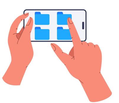 Mano móvil teléfono abrelatas archivo gerente vector