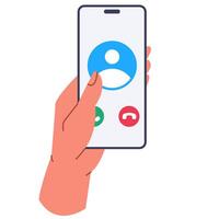 Hand Holding a Cell Phone Making a Phone Call vector