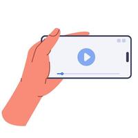 Hand Holding Mobile Phone Watching vector