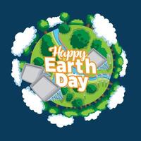 Happy Earth Day on April 22 Illustration with World Map Environment in Flat Cartoon Hand Drawn for Web Banner or Landing Page Templates vector