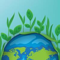 Earth Day New trees are growing in the world and the world looks wonderful vector