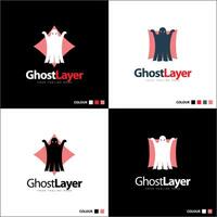 Ghost layer boo silhouette logo set template design vector