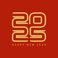 Red background, gold numerals 2025, Happy New Year. vector
