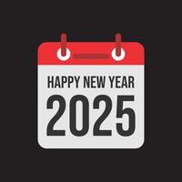 Red calendar, Happy New Year, 2025. vector