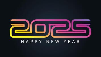 Numbers 2025 rainbow gradient, Happy New Year text. vector