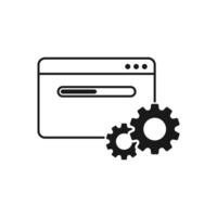 software icon, configure or update website, seo optimization, maintenance or develop system, install web application, thin line symbol on white background vector