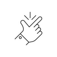 thin line snap finger like easy logo. concept of female or male make flicking fingers and popular gesturing. linear abstract trend simple okey logotype graphic design isolated on white background vector