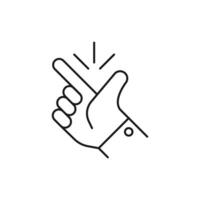 easy icon, finger snapping line sign - editable stroke illustration vector