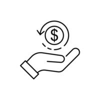 cashback icon, return money, cash back rebate, thin line web symbol on white background vector