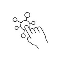 interaction icon, simple, interactive screen with button click finger, digital technology concept, user touch here, hand pointer, development choice variety, thin line illustration vector