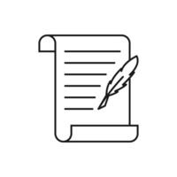 History, writing icon. Line style for web template and app. Simple thin line, poetry, book concept, education, illustration design on white background. vector