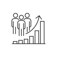 population growth icon, increase social development, global demography, people evolution chart, thin line symbol on white background - editable stroke vector