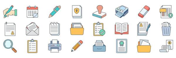 document icons set, Included icons as Book, Calendar, Report, Invoice and more symbols collection, logo isolated illustration vector